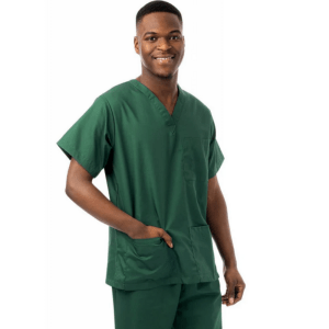 Unisex V-Neck Scrub Suit (Green, 2XL)